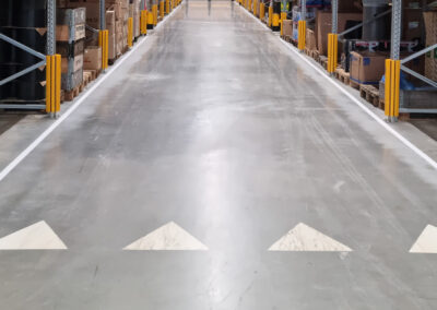 Belijning 5cm breed voor stellingen in magazijn