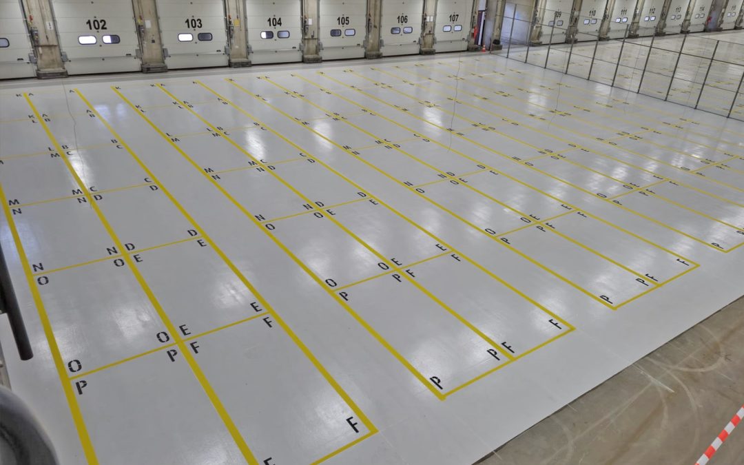 Vloerlijnen aangebracht in Distributiecentrum Zaandam